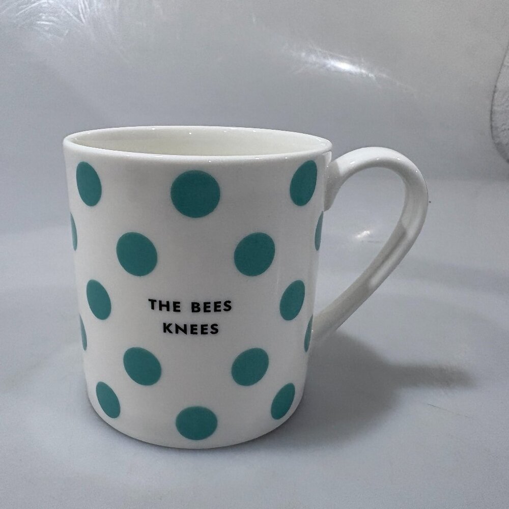 Kate Spade NY Lenox The Bees Knees Turquoise Aqua Polka Dot Mug 10 oz Chic Speak
